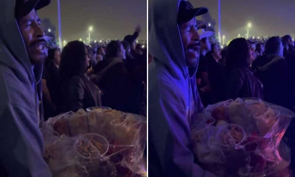 Vendedor de frituras se roba el show durante concierto de Los Temerarios