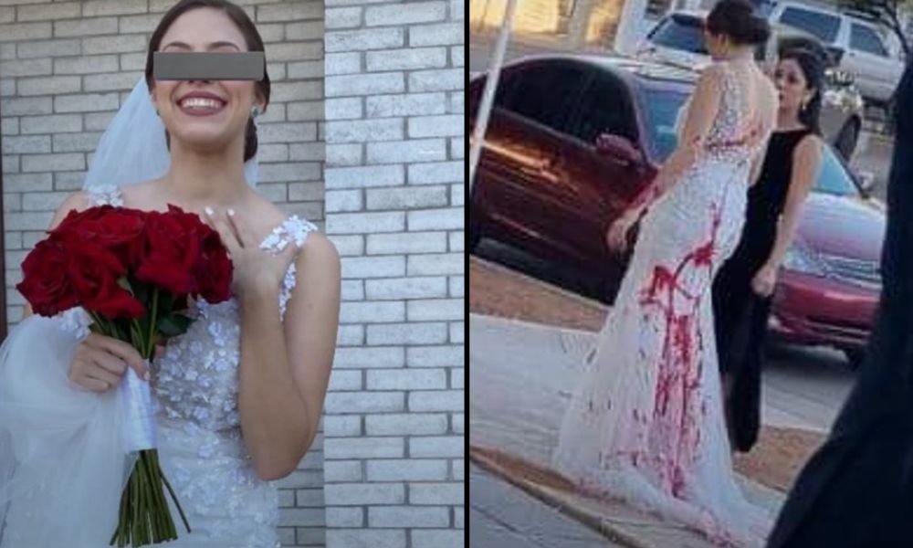 Novia atacada con pintura roja el día de su boda